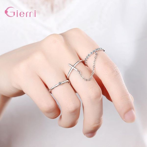 

cluster rings 3pcs/set vintage bohemian corss rhombus wave knuckle joint set for women fine 925 sterling silver rose gold finger jewelry, Golden;silver