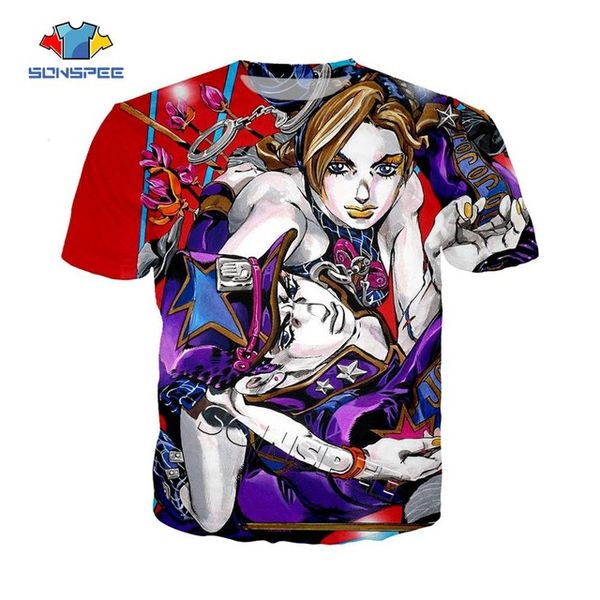 

jojo's bizarre adventure 3d anime printing summer men 3d print shirts comics harajuku oversized men clothing
