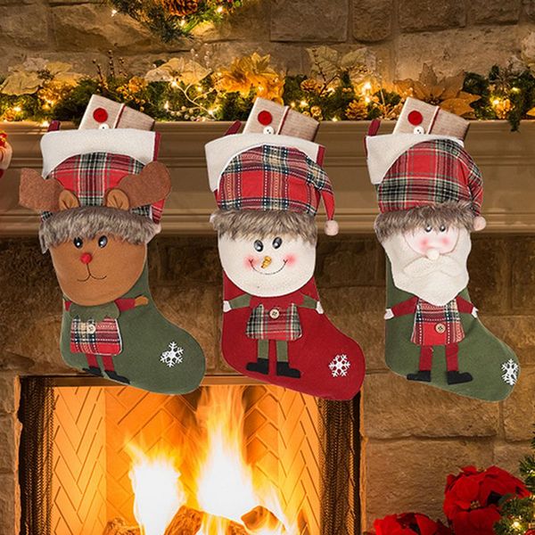 

christmas cartoon stockings fawn pattern gift hanging tag knit border xmas character 3d christmas decor pendant fireplace