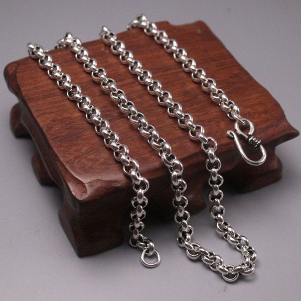 

s925 sterling silver necklace women men luck rolo cable chain link necklace 5mmw 20inch 24-25g