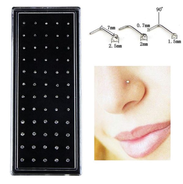 60 pçs/conjunto Punk Titanium Opal Stone Piercings Narina Ring Nariz Studs Anel de Septo Brinco Nez Medidores Brincos Septo Piercing