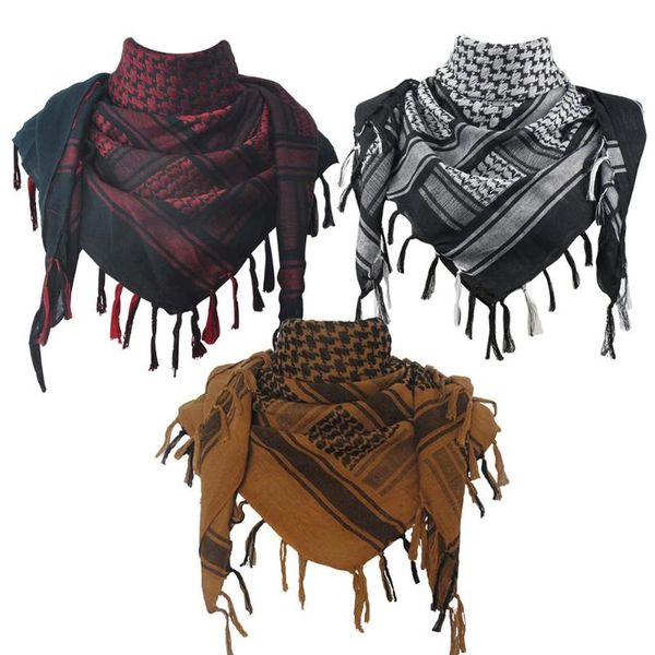 

arab keffiyeh shemagh scarf cotton winter shawl neck warmer cover head wrap windproof tactical camping scarf men women, Blue;gray