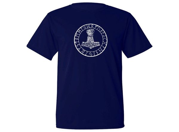 

2019 norse thor hammer sweat proof fabric navy blue new t-shirt