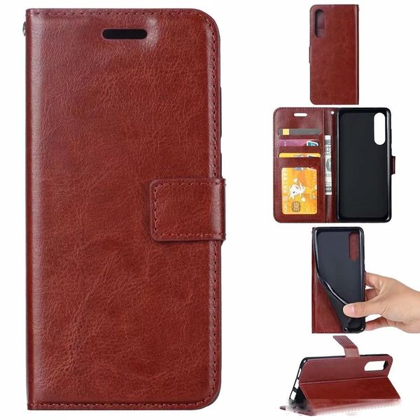 

leather wallet case for redmi 8 8a 7 note 8 pro xiaomi cc9e a3 sony xperia 5 xz5 crazy horse oil id card slot holder flip cover luxury