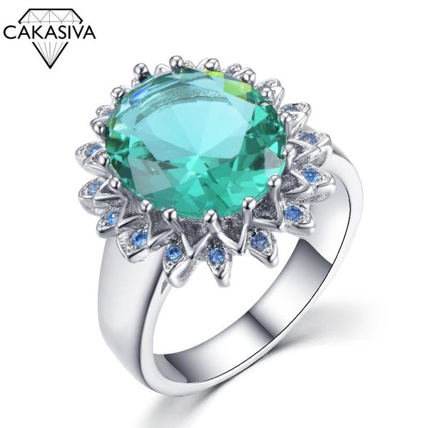 

wedding rings women ring luxury amazing green shiny zircon lady engagement beautifully decorated girlfriend anniversary gift, Slivery;golden