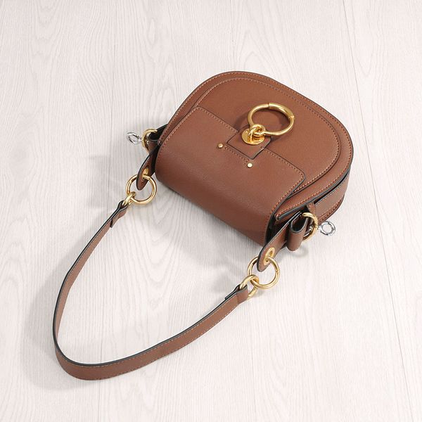 

fashion leather saddle bag for women 2020 new retro wide shoulder belt messenger bag ring piggy