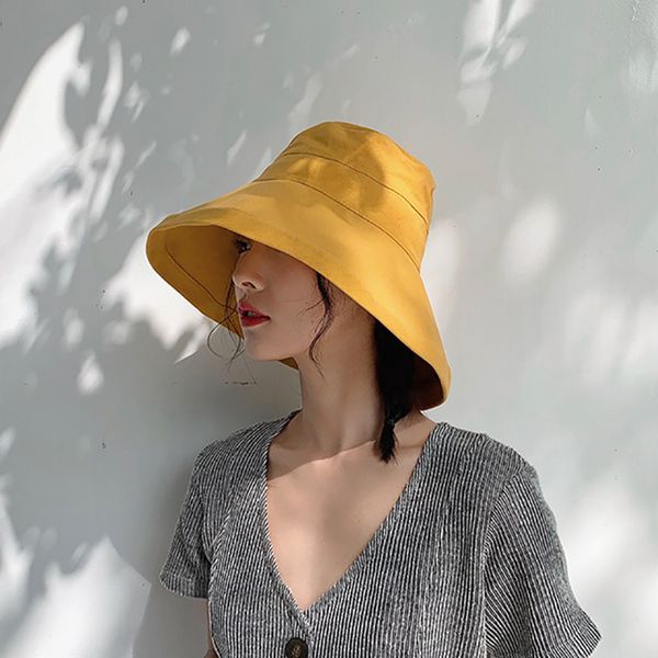 

weme japanese series summer sunshade cap bucket hat with big edge, Blue;gray