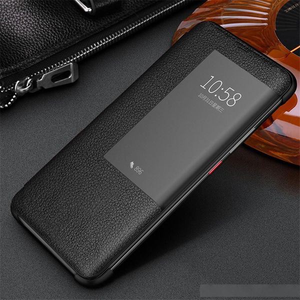 

luxury smart touch view window flip case for huawei p30 pro mate 20 pro mate 20 20x 5g genuine leather phone cover etui hawei mate 20 rs