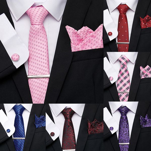

wedding 7.5cm men's classic tie set jacquard woven 100% silk pink dot tie formal dress accessories bridegroom business necktie, Black;gray