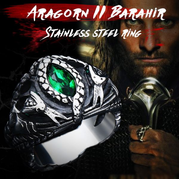 

beier animal product aragorn ii barahir snake stainless steel one ring of power men jewelry fashion punk rock br8-599, Golden;silver
