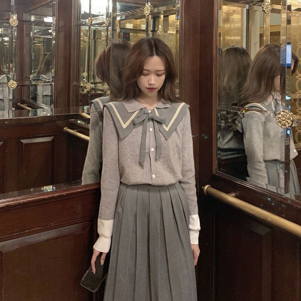 

2020 autumn new women's dress light cooked hepburn style suit french niche platycodon grandiflorum navy style dress mijh3, Gray