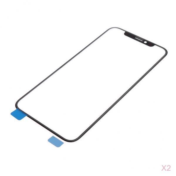 

2 pieces front outer lens glass screen panel lens cover replacement for iphone x