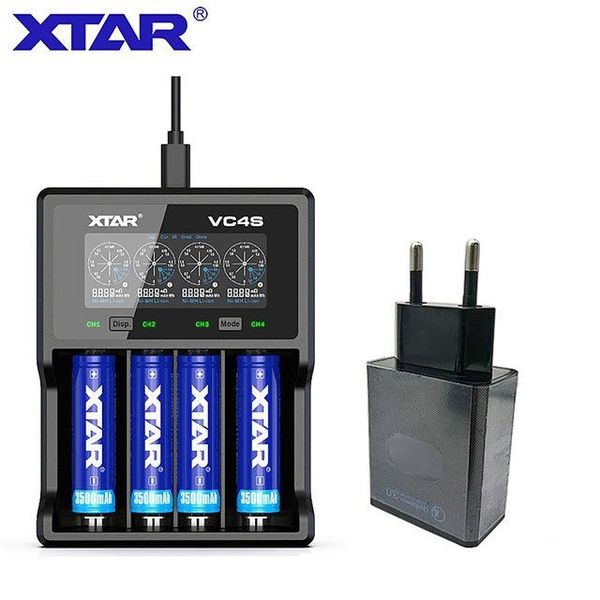 

heap chargers xtar vc4 s vc4s qc3.0 fast charging, max3a for single slot apply to 3.6/3.7v li-ion imr/inr/icr/battery 18650 14500 20700