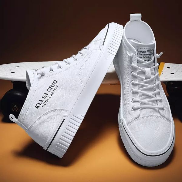 

new 2020 running shoes men high sport breathable sneakers light nonslip leather casual shoes athletic, Black