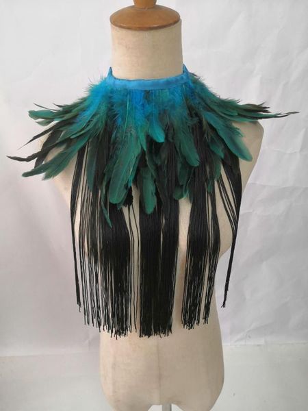 

scarves carnival showgirl feather choker collar neckpiece, Blue;gray