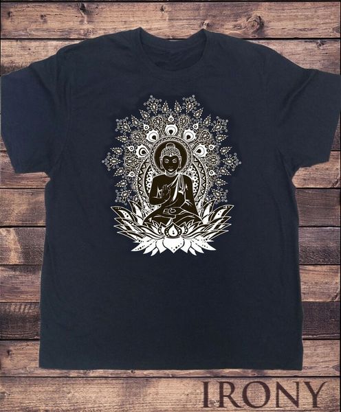 

mens black om aum yoga buddha chakra meditation india hobo boho peace t-shirt