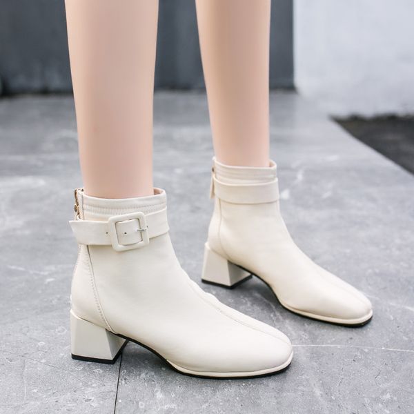 

new white black women boots fashion ladies high heel boots winter women shoes woman high heel ankle casual shoes