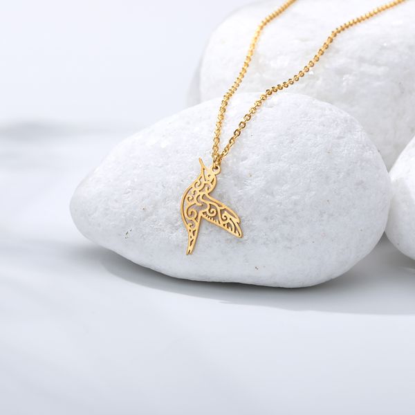 

cute branch bird pendants necklace gold color geometric origami hummingbird clavicle necklaces charm womens fashion jewelry, Silver