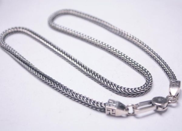 

real retro s925 silver necklace lucky 4mmw for men wheat chain 18"l new gift