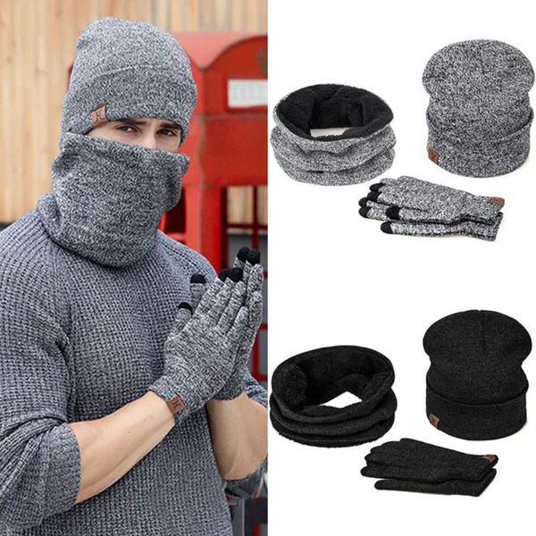 

hats, scarves & gloves sets iwinter winter beanie hat for men women scarf warm set male female 3 pcs skullies beanies, Blue;gray