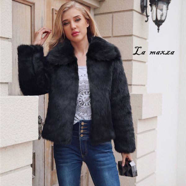 

women's fur & faux womens coats winter coat warm clothes 2021 casual fashion jacket plus size, Black