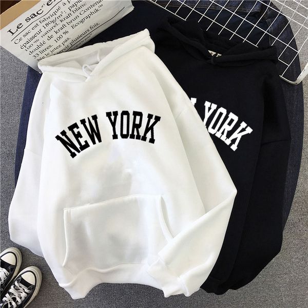 

colors кофты зимы женщин new york печать с капюшоном женский 2020 хлопок сгущает теплые толстовки леди осень tops, Black