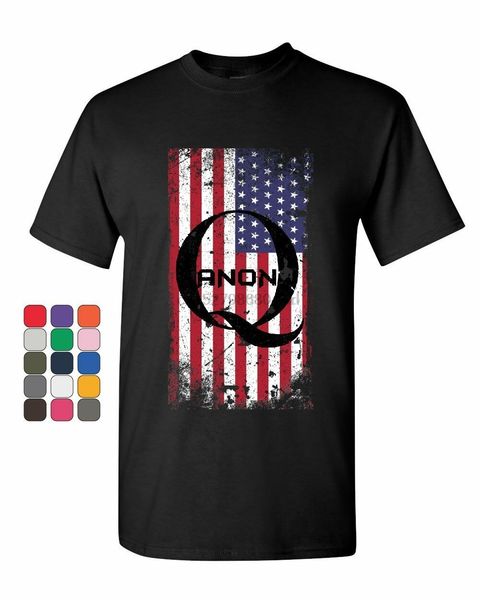 

distressed american qanon flag t-shirt the great awakening usa mens tee shirt