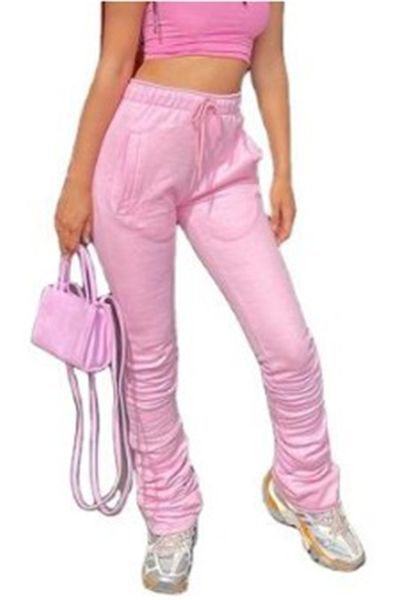 

women stacked pants with pockets high waist ladies long pleated pants fashion spring autumn straight solid color clothing, Black;white