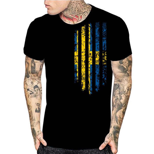 

sweden vintage flag print mens black short sleeve funny t-shirt new fashion design christmas gift shirts asia size s-3xl