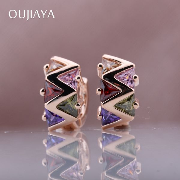 

oujiaya hollow micro-wax inlay 585 rose gold wedding luxury natural zircon dangle earrings fashion women party exquisite a39, Silver