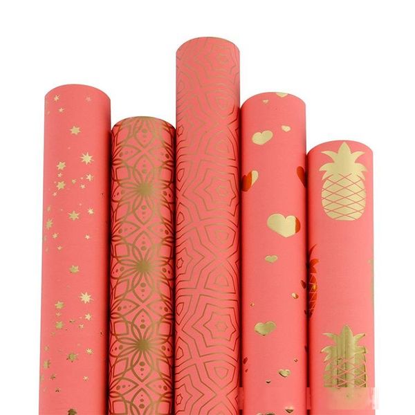 

new design gold foil pattern printed watermelon red gift wrapping paper