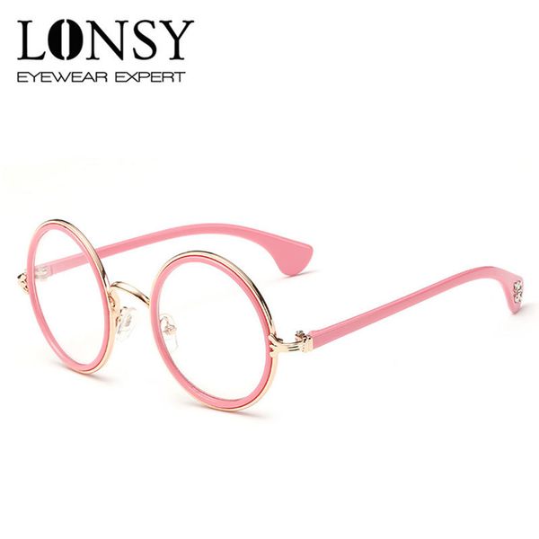

lonsy pink round sunglasses women retro vintage sun glasses for women brand design clear sunglasses female oculos gafas de sol, White;black