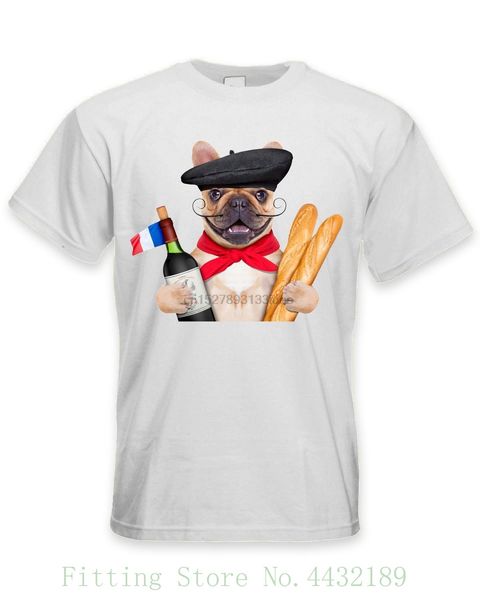 

french bulldog with wine and baguette men t shirt - funny pet bull dog 100% cotton brand new t-shirts