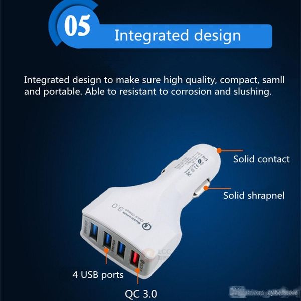 

4 usb ports qc 3.0 car charger fast quick charge 3.1a all smart phone for samsung s10 tablet huawei