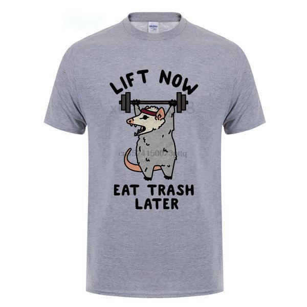 

lift now eat trash later opossum mens t-shirt