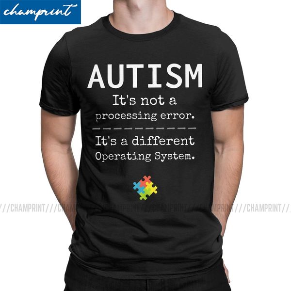 

humorous autism awareness it's a different operating system t-shirts for men crew neck autismo autistic tee shirt 6xl clothing