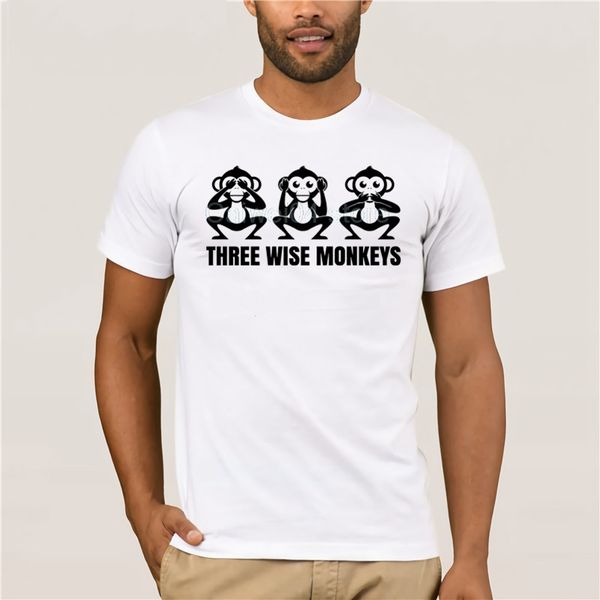 

sports man's t-shirt three wise monkeys creative graphic fable printing short sleeve 100% cotton mens fashion summer t shirt