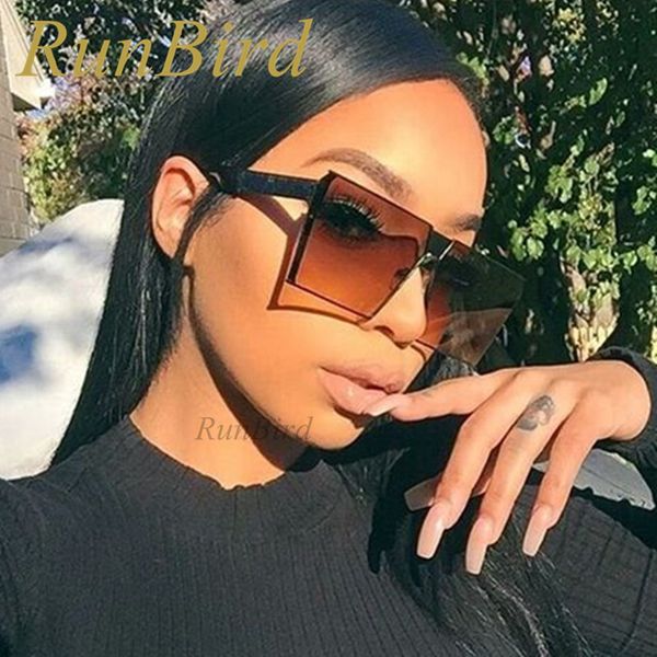

runbird 2020 new color women sunglasses unique oversize shield uv400 gradient vintage square sun glasses frames for men 099r, White;black