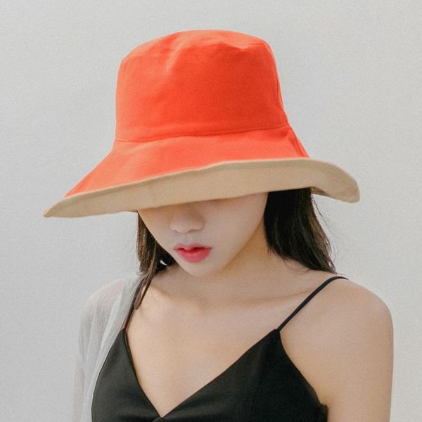 

beanie/skull caps pure color double-sided fisherman hat ladies basin summer cotton sun all-match casual, Blue;gray