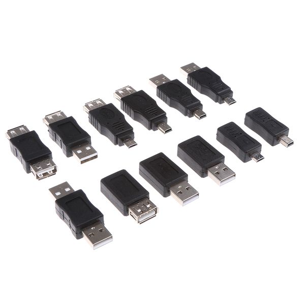 

12pack usb2.0 male to female plug connector adapter mini/micro usb converter