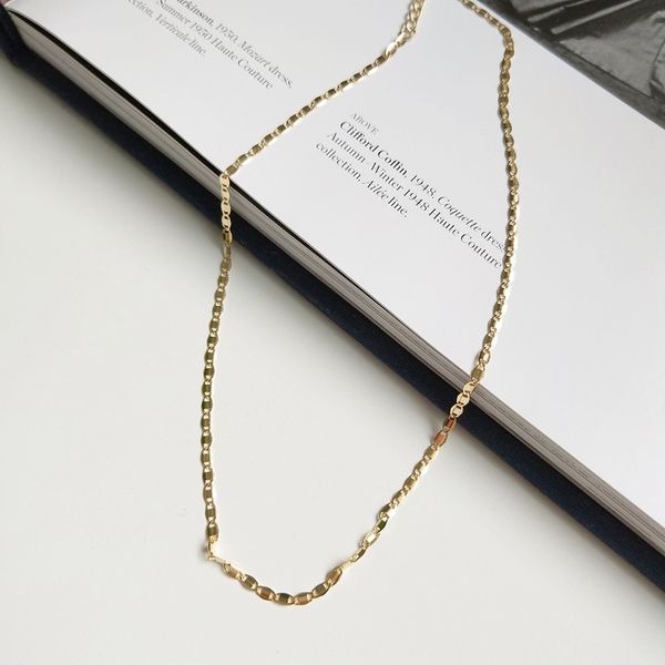 

elliptical piece strand necklace 100% 925 sterling silver small sequin gold chain choker necklace elegant women wedding jewelry