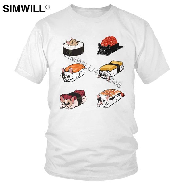 

stylish funny frenchie sushi t shirt mens printed soft cotton tees round neck short sleeves love japanese food t-shirt gift