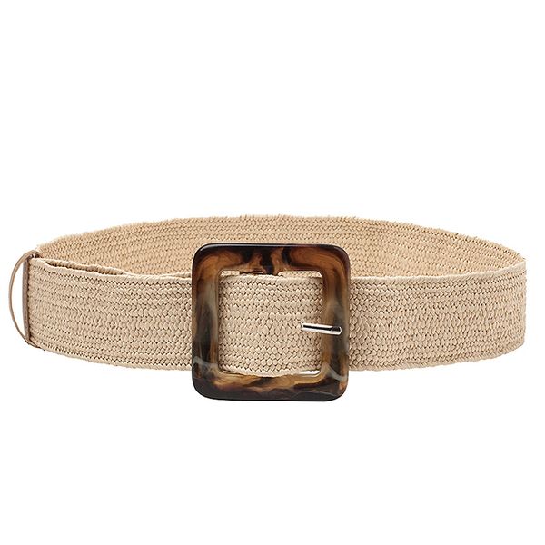 

woven belt buckle fashion ladies casual belt ladies dress straw beige, Black;brown