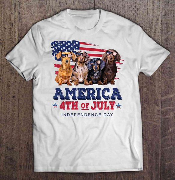 

men funny t shirt fashion tshirt american 4th of july independence day dachshund version2 women t-shirt