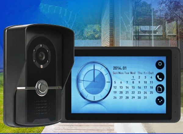 

7-inch capacitive touch screen color video intercom doorbell with video camera with clock display function infrared night vision