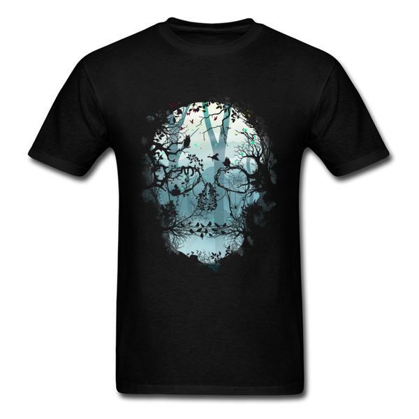 

novelty mens tshirt black dark forest skull 3d t shirt for men big size men's skull shadow t-shirts good quality cotton teeshirt