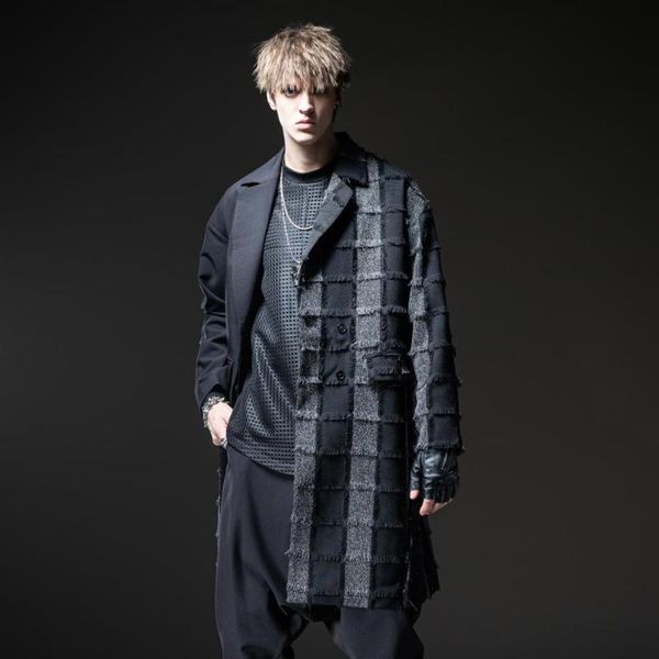 

new men's male man casual soul spring 2020 jacket coat autumn dark plaid stitching casual windbreaker bc203103004, Tan;black