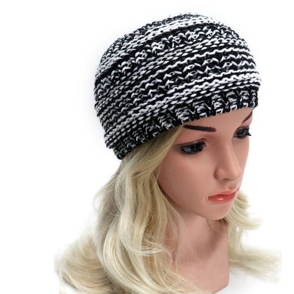 

women fashion hat outdoor solid splice hats crochet knit holey beanie cap, Blue;gray