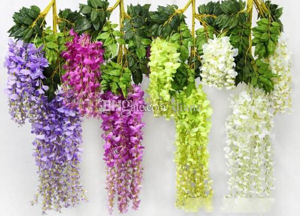 

fashion romantic artificial flowers simulation wisteria vine long&short plastic silk plant for home party wedding garden decoration