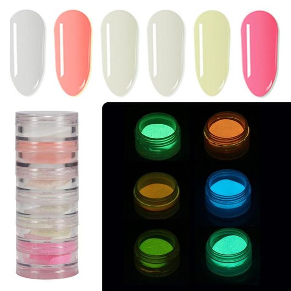 

nail glitter ultrafine fluorescent 6 color painted nails luminous powder diy neon phosphor for festive party decoration, Silver;gold